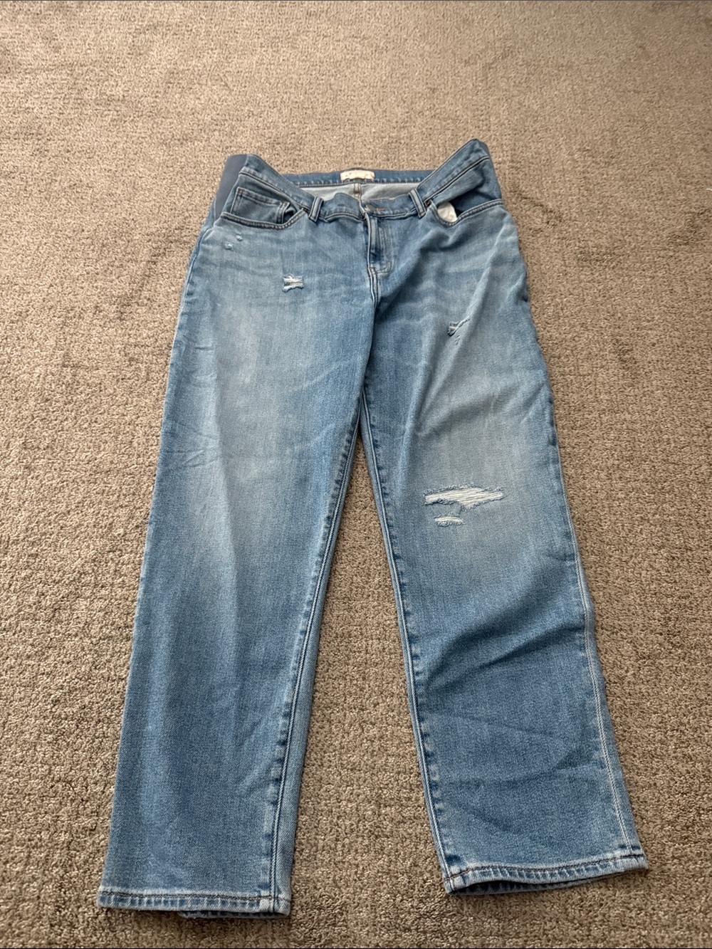 Hatch Women's Light Blue Boyfriend Jeans with Distressed Detail